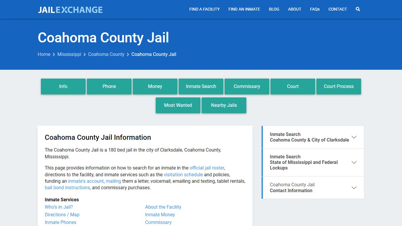 Coahoma County Jail, MS Inmate Search, Information